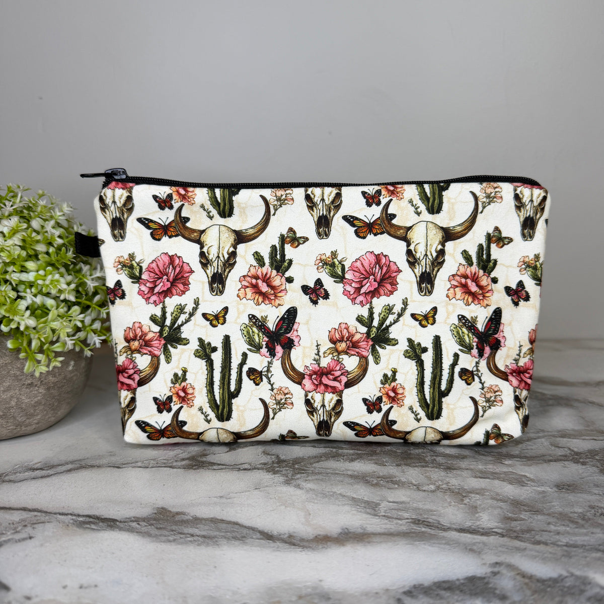 Pouch - Western Skull Cactus Floral