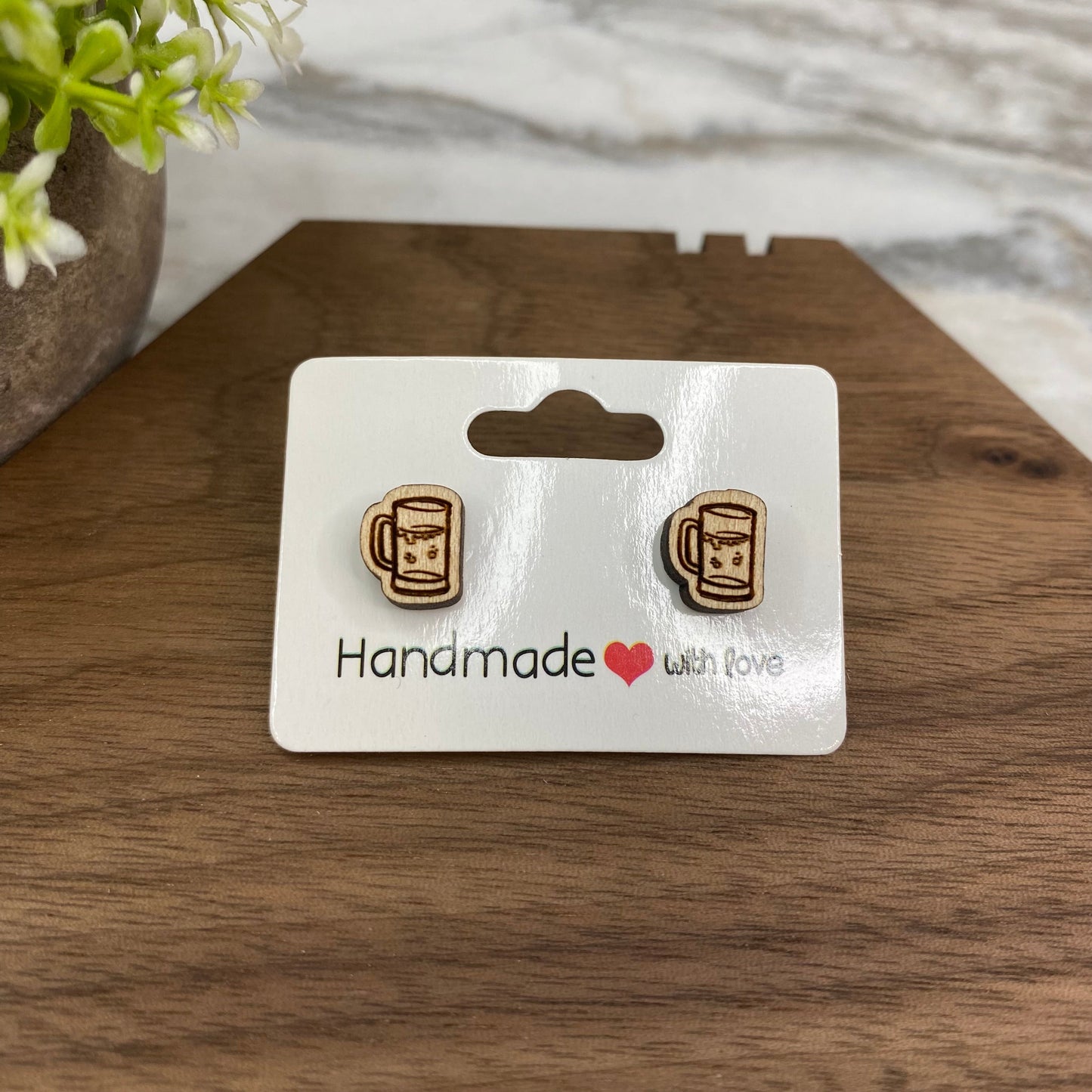 Wooden Stud Earrings - Mug #3