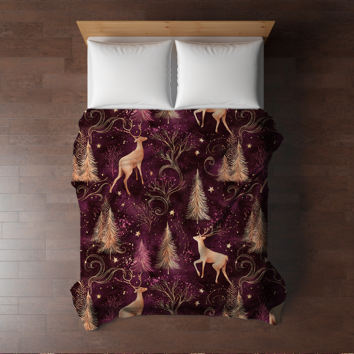 Blanket Christmas #25 - Maroon Swirl Deer - PREORDER