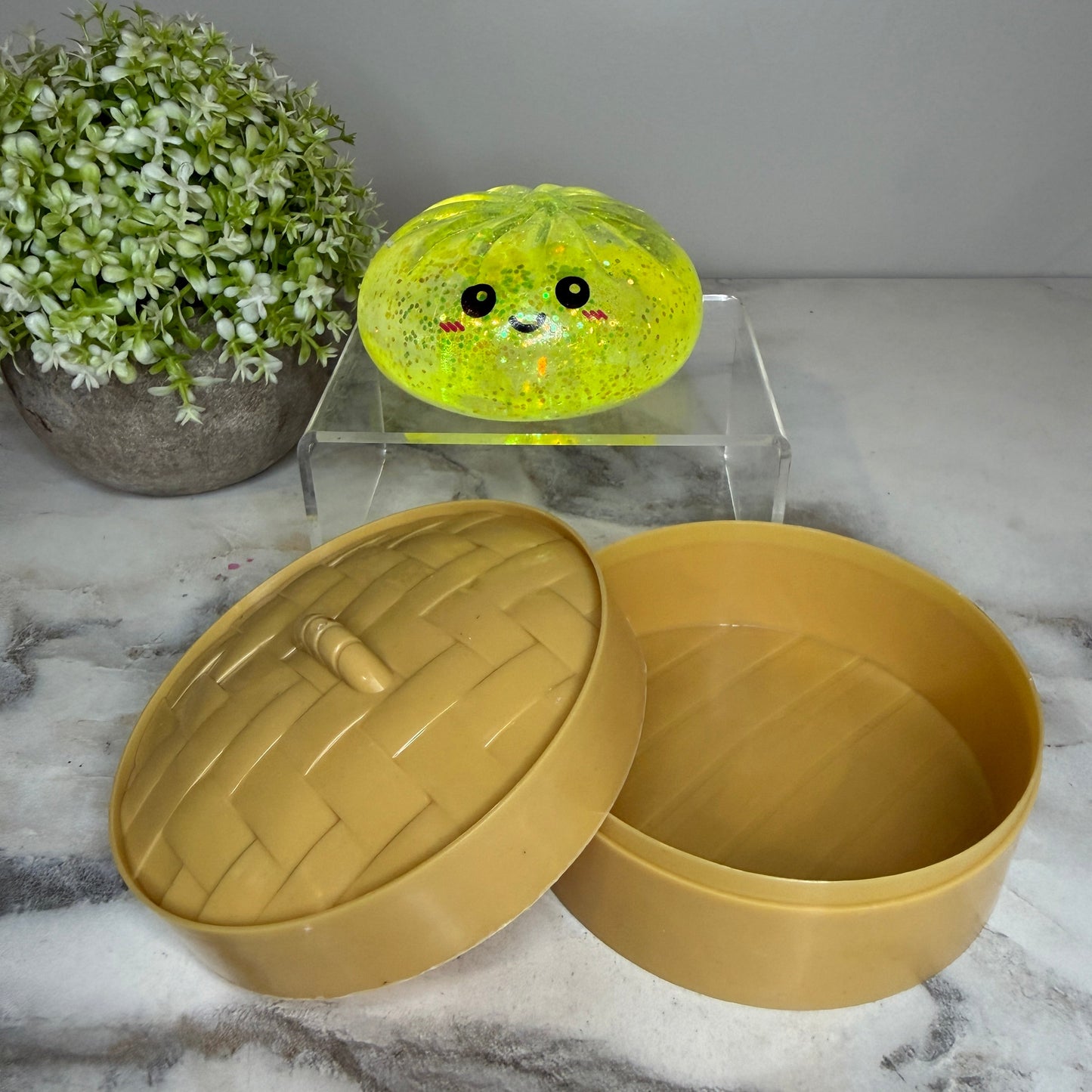Squishy Toy - Viral Dumpling, Slow Rise Glitter - Yellow