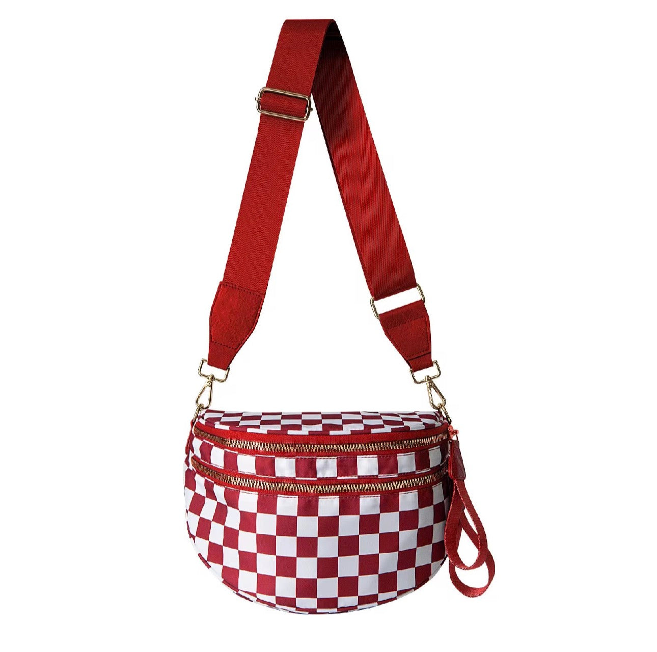 The Roni Nylon Crossbody - Checkered Red