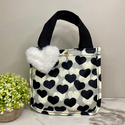 Tote Bag - Heart Black + Grey