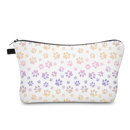 Pouch - Dog Cat Paw Pink Purple on White