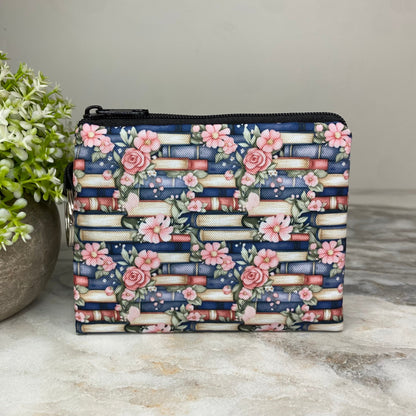Mini Pouch - Books All Over Navy Floral