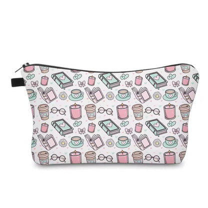 Pouch - Books Coffee Tea Daisy