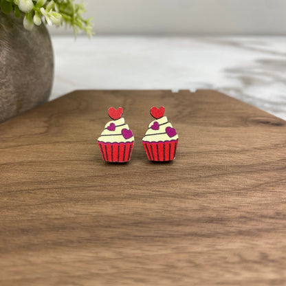 Wooden Stud Earrings - Valentine’s Day - #6