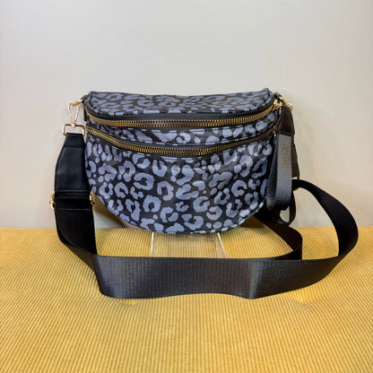 The Roni Nylon Crossbody - Black & Grey Animal