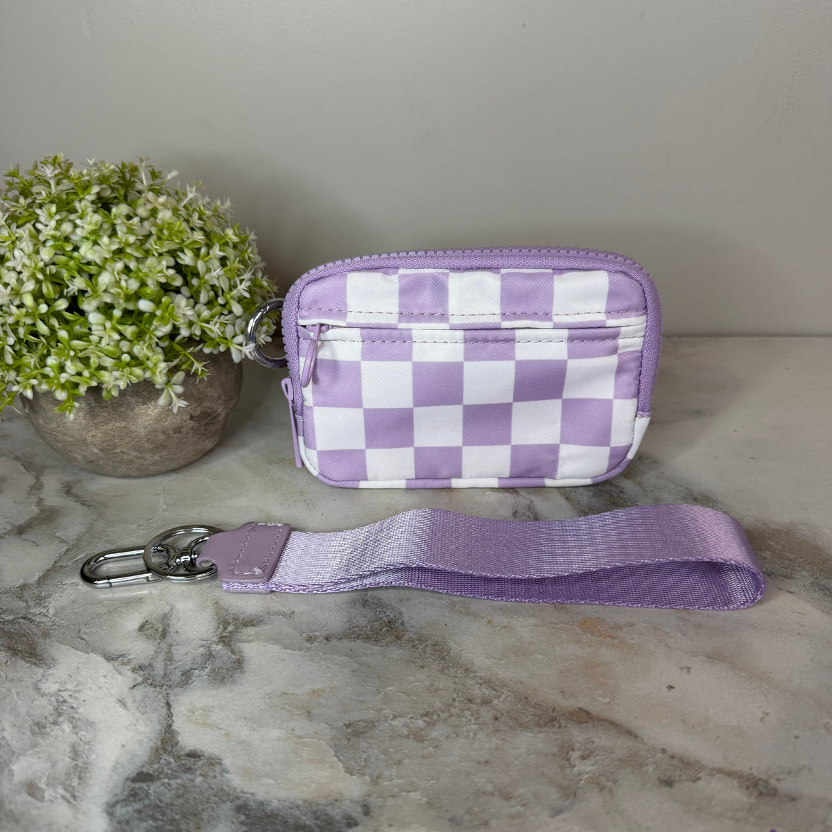 Rue - Nylon Wristlet Wallet - Lavender Check