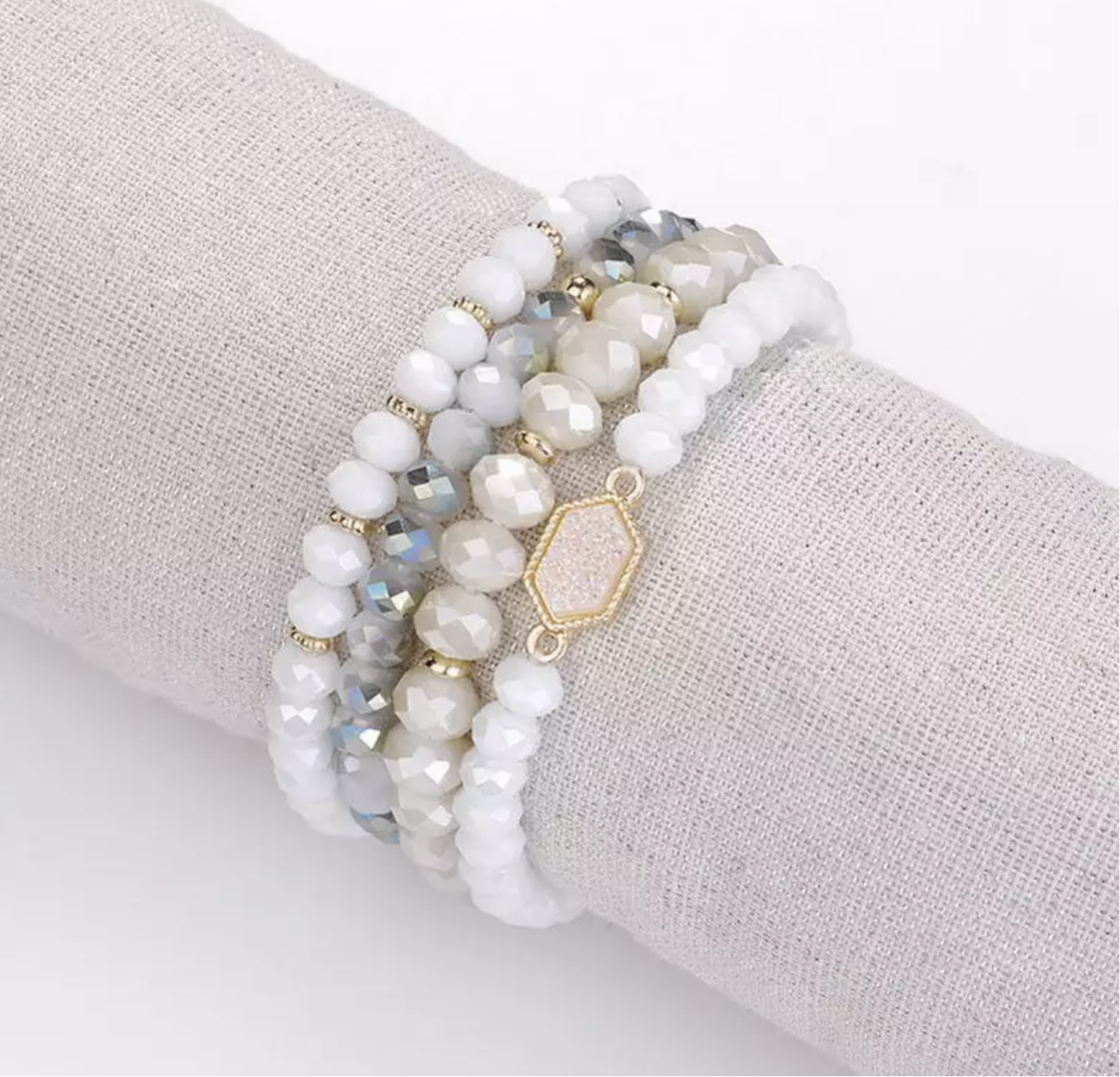 Bracelet Pack - Druzy Bead - White