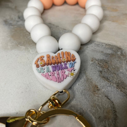 Silicone Bracelet Keychain - Teach - Orange Cream