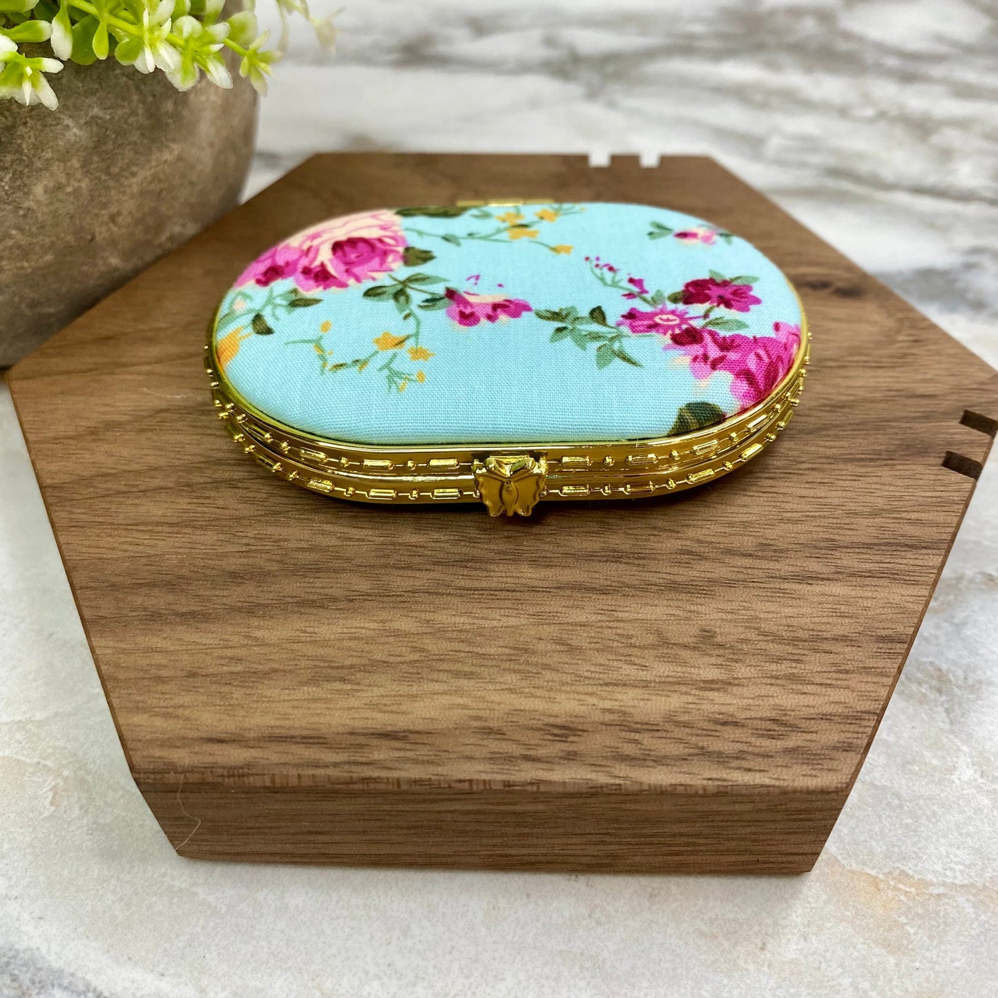 Compact Mirror - Blue Floral