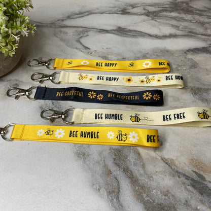 Wrist Lanyard with Keychain Clasp - Bee