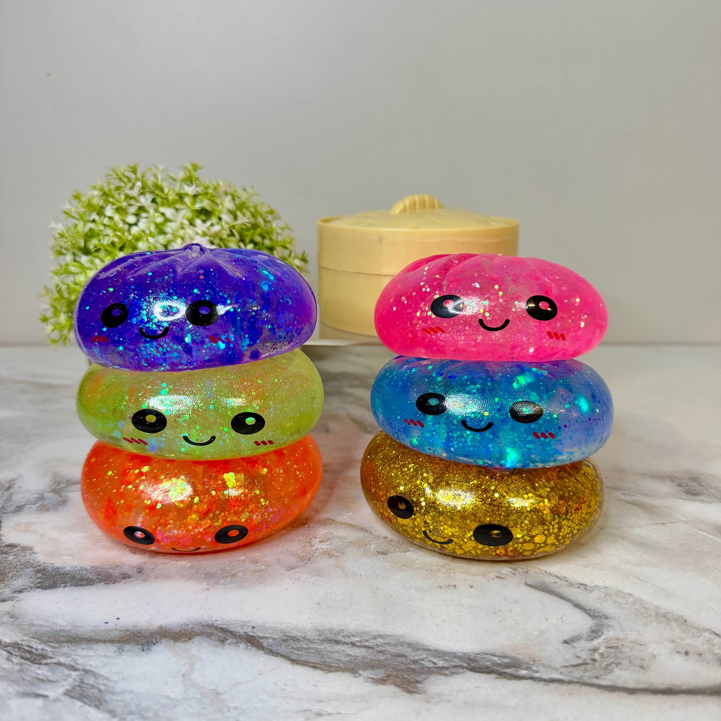 Squishy Toy - Viral Dumpling, Slow Rise Glitter - Blue