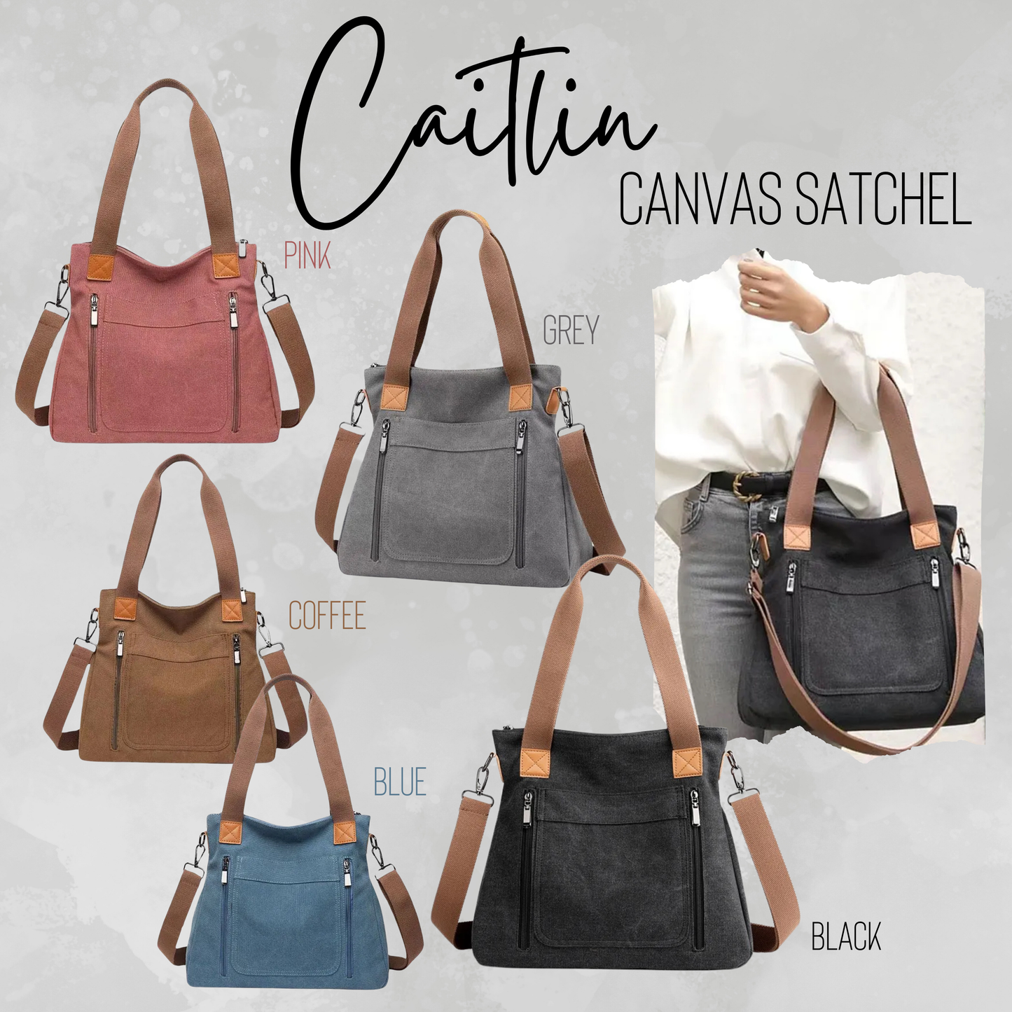 Caitlin - Canvas Satchel