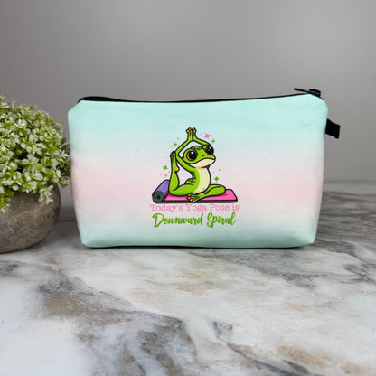 Pouch - Humor, Yoga Downward Spiral Frog