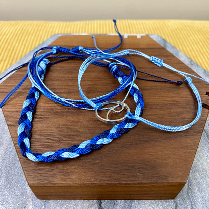 Bracelet Pack - Adjustable String Blue Wave