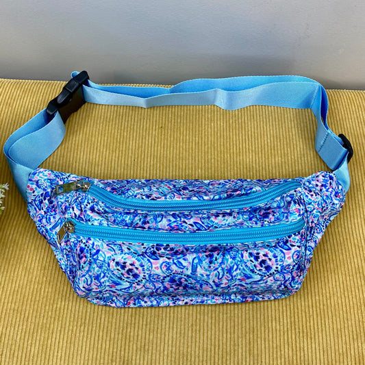 Fanny Pack Waist Bag - Blue Abstract Turtle