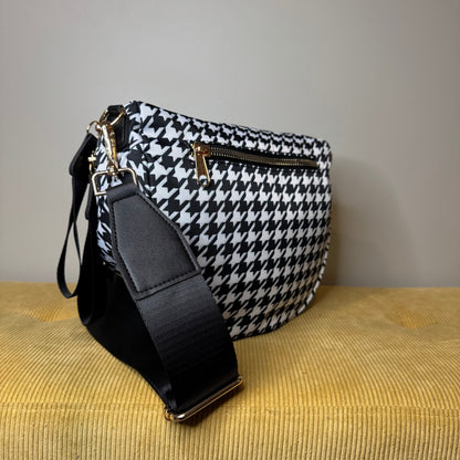 The Roni Nylon Crossbody - Houndstooth