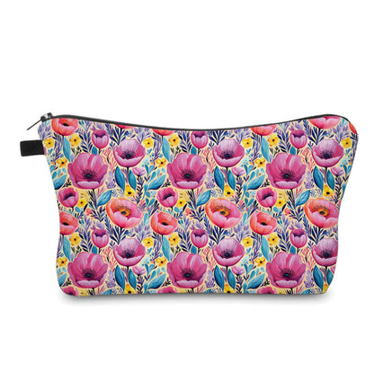 Pouch - Floral Pink Yellow Poppy
