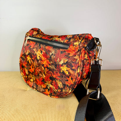 The Roni Nylon Crossbody - Camo Leaves Orange
