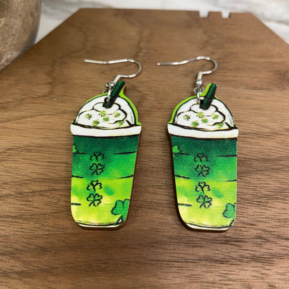 Wooden Dangle Earrings - St. Patrick’s Day - #13