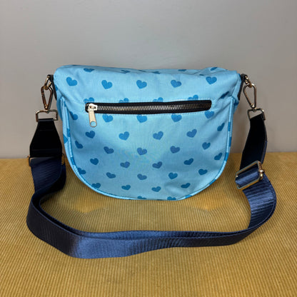 The Roni Nylon Crossbody - Light Blue Hearts