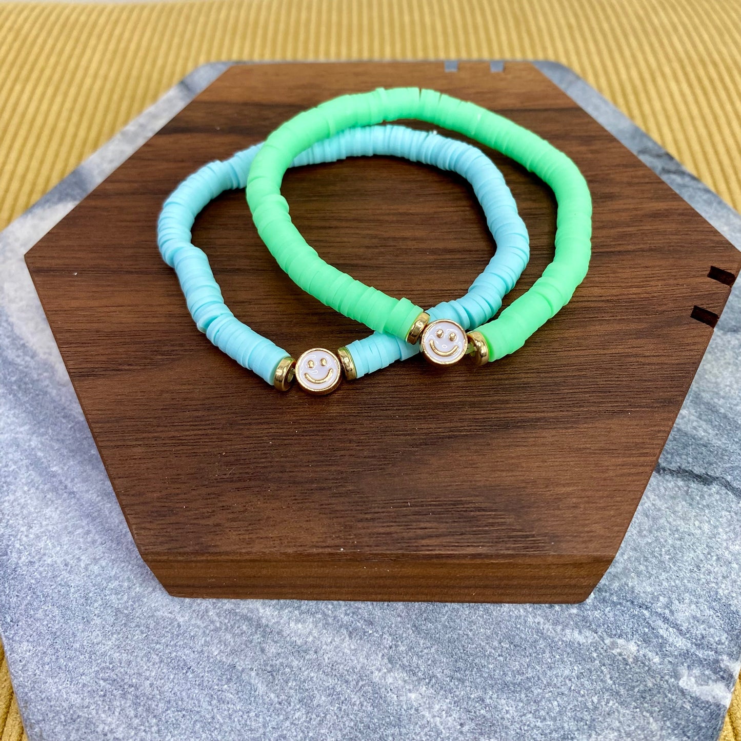 Bracelet - Clay + Bead - Smiley