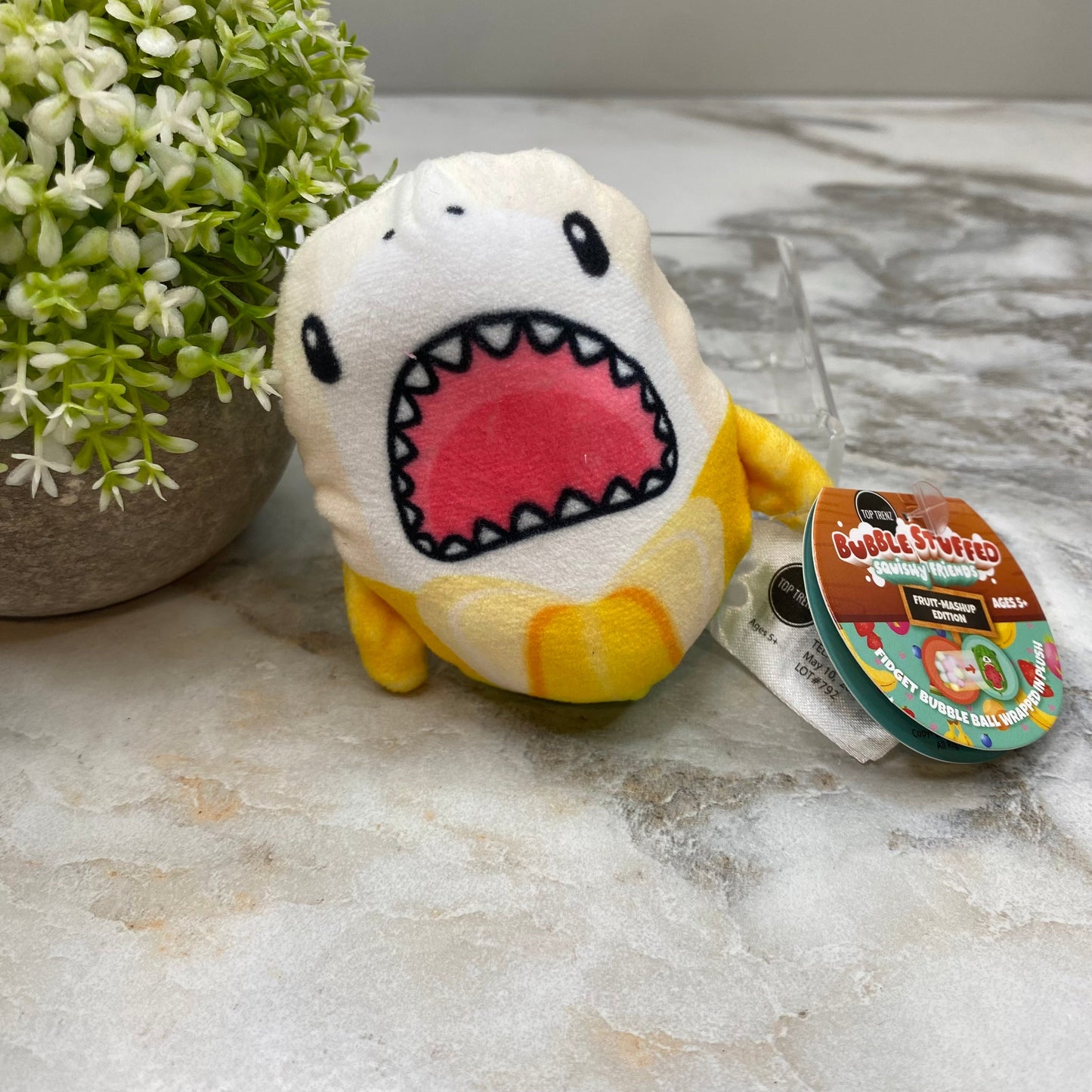 Bubble Stuffed Squishy Friends Toy - Fruit Mashup - Shark-Banana