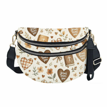 The Roni Nylon Crossbody - Religious Jesus Loves You Bronze