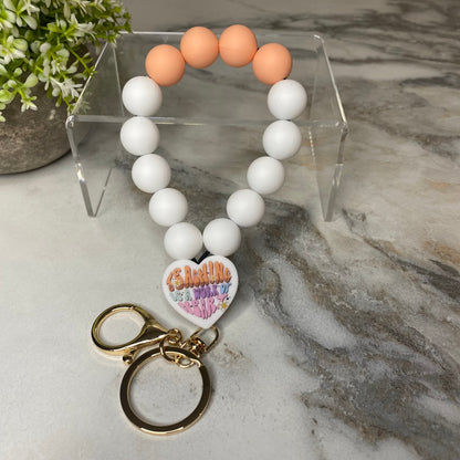 Silicone Bracelet Keychain - Teach - Orange Cream