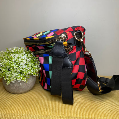 The Roni Nylon Crossbody - Checkered Colorful Black