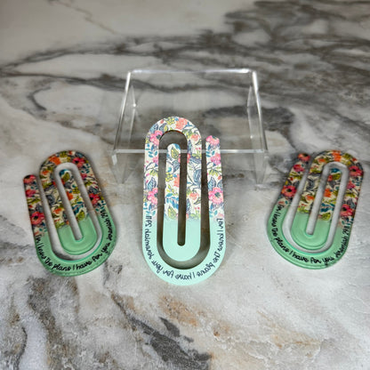 Jumbo Paperclip - Mint Religious Floral