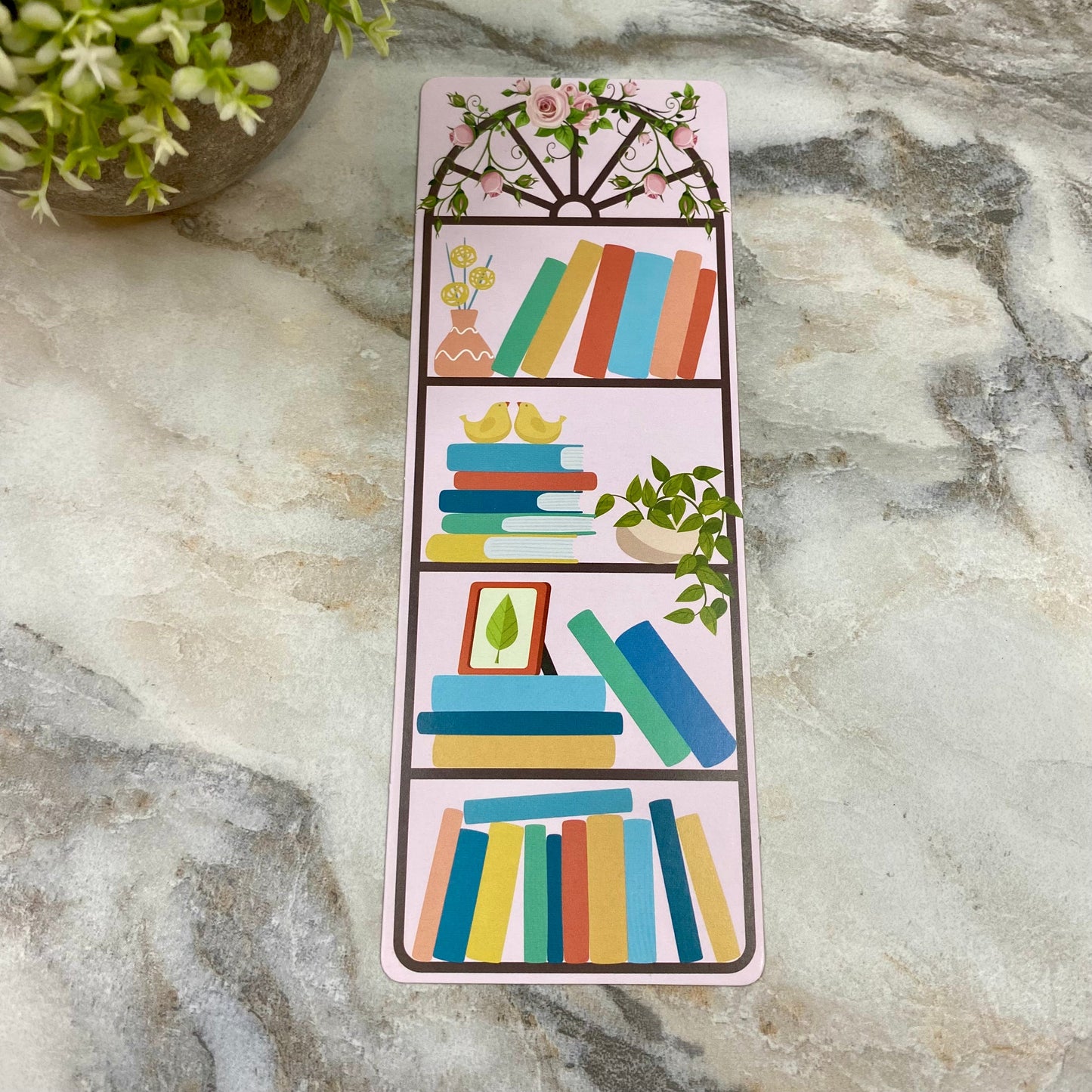 Bookmark - Pink Roses Bookshelf