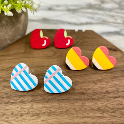 Acrylic Stud Earrings - Valentine’s Day - Teacher Heart