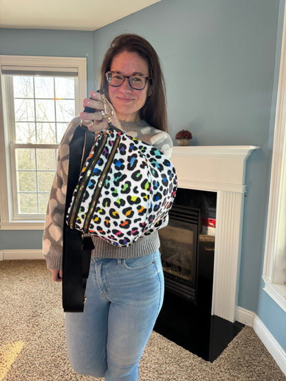 The Roni Nylon Crossbody - Rainbow Animal Print