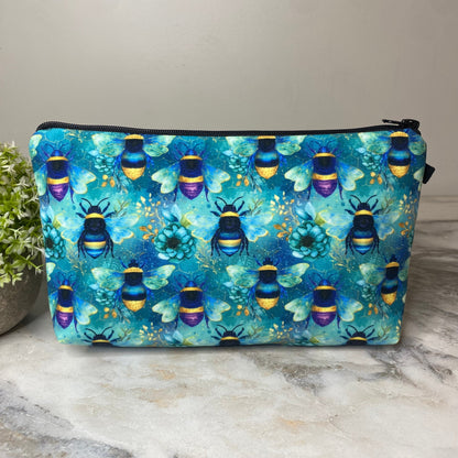 Pouch - Teal Floral Bee