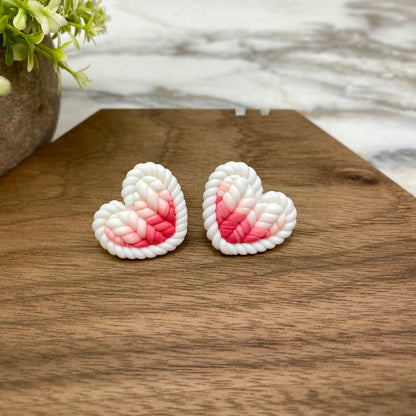 Acrylic Stud Earrings - Valentine’s Day - Knit Heart