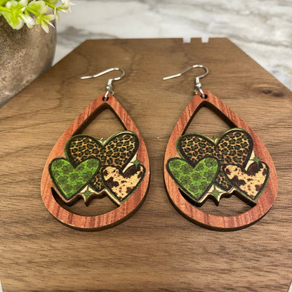 Wooden Dangle Earrings - St. Patrick’s Day - #8