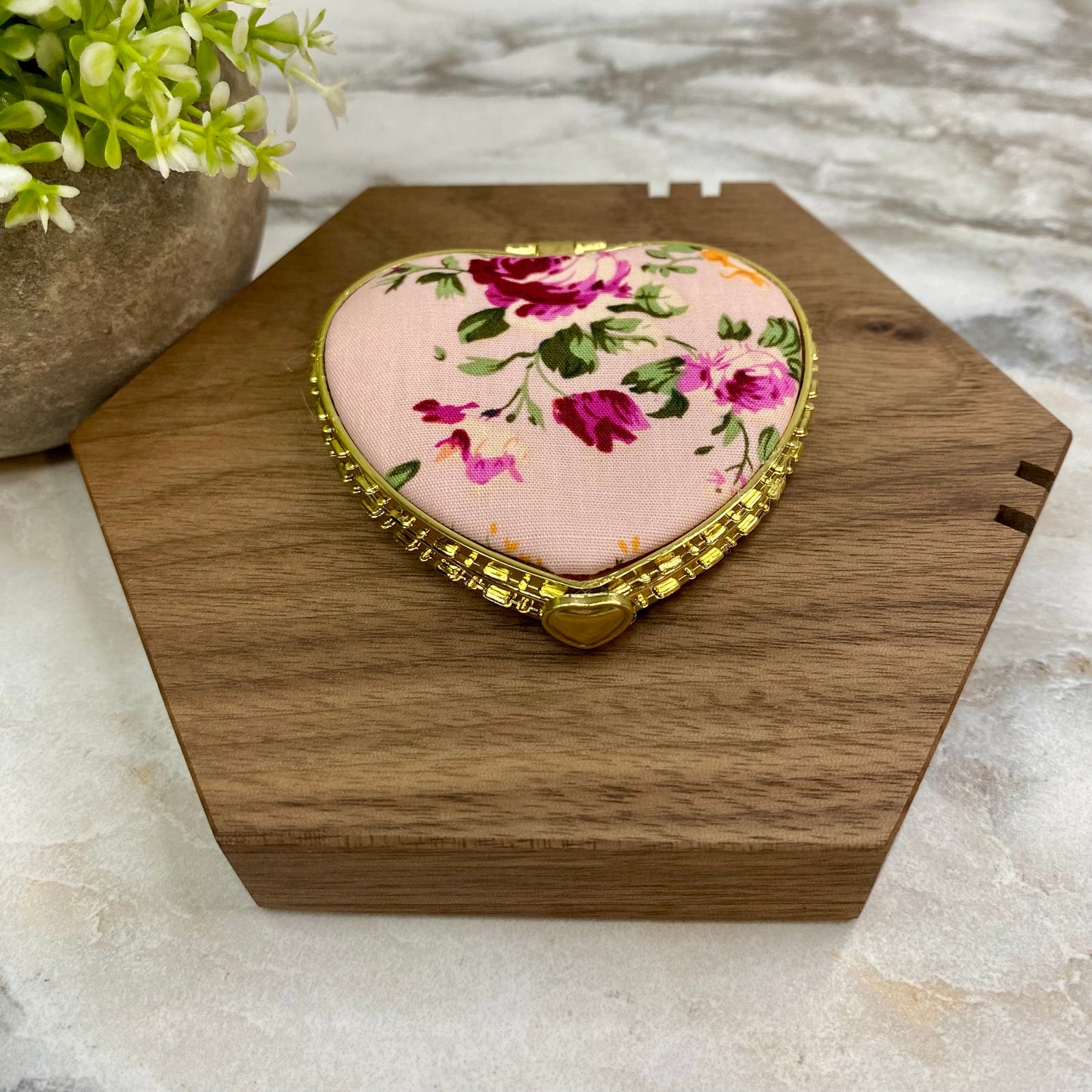 Compact Mirror - Pink Floral