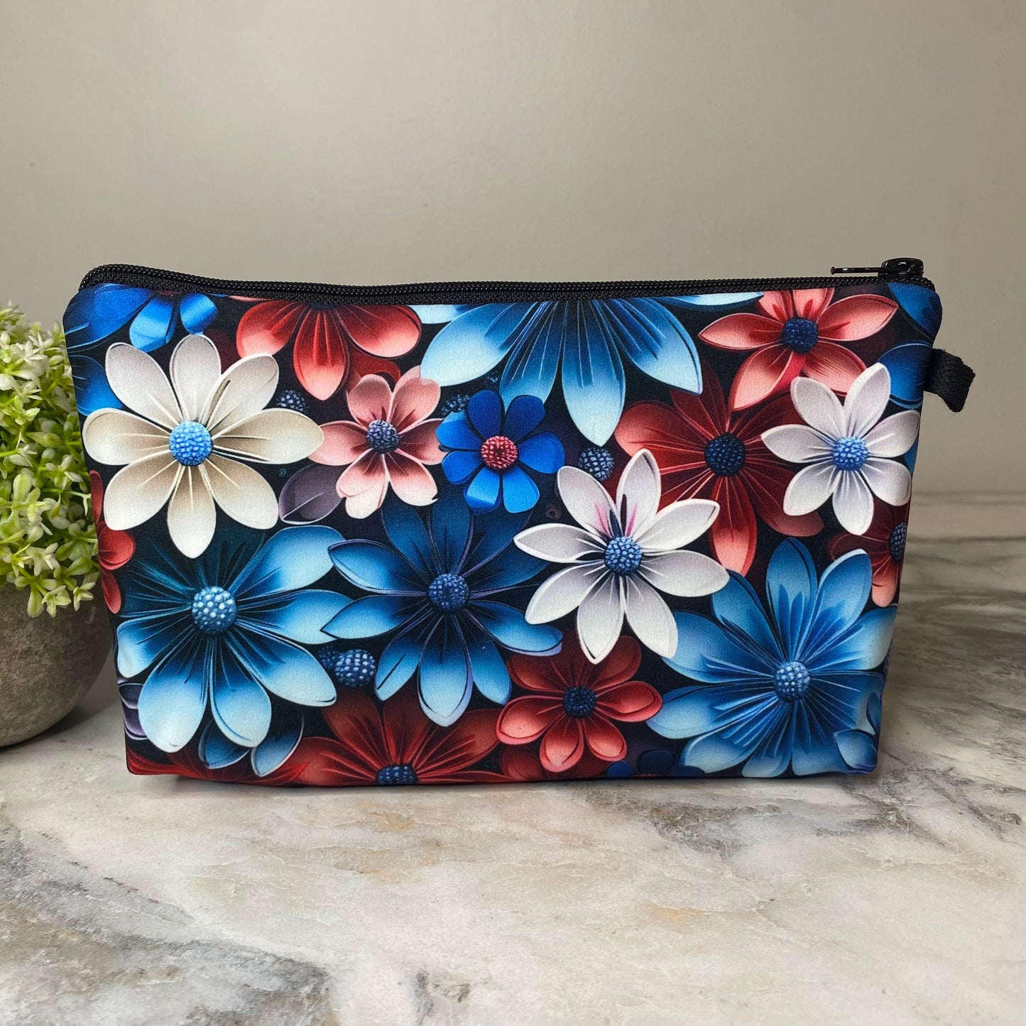 Pouch - Floral Red Blue