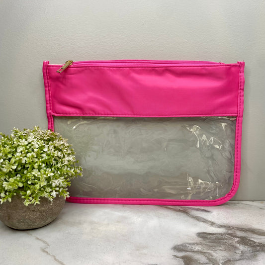 Clear Zip XL Pouch - Hot Pink