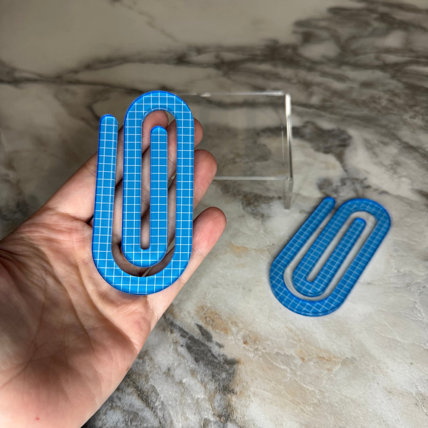 Jumbo Paperclip - Blue Checker