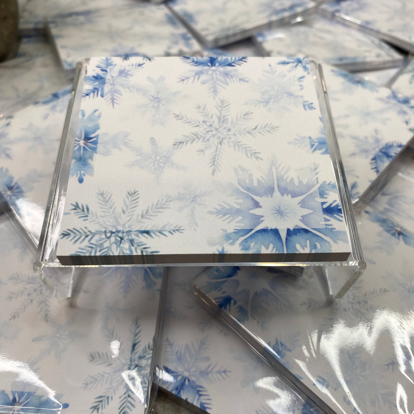 The Sticky Note Collection - Christmas Snow White Blue Snowflakes