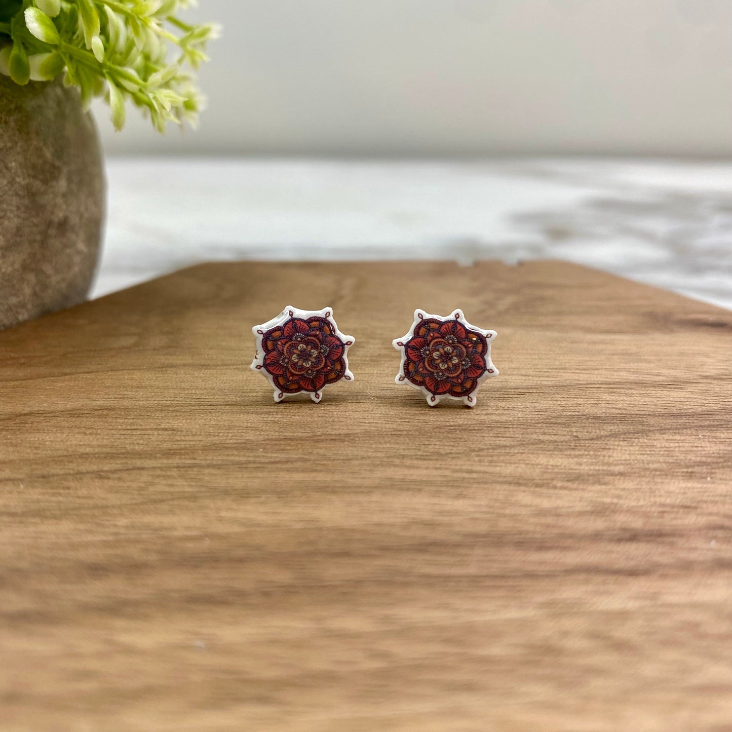 Acrylic Stud Earrings - Mandala