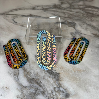 Jumbo Paperclip - Yellow Blue Pink Animal Print