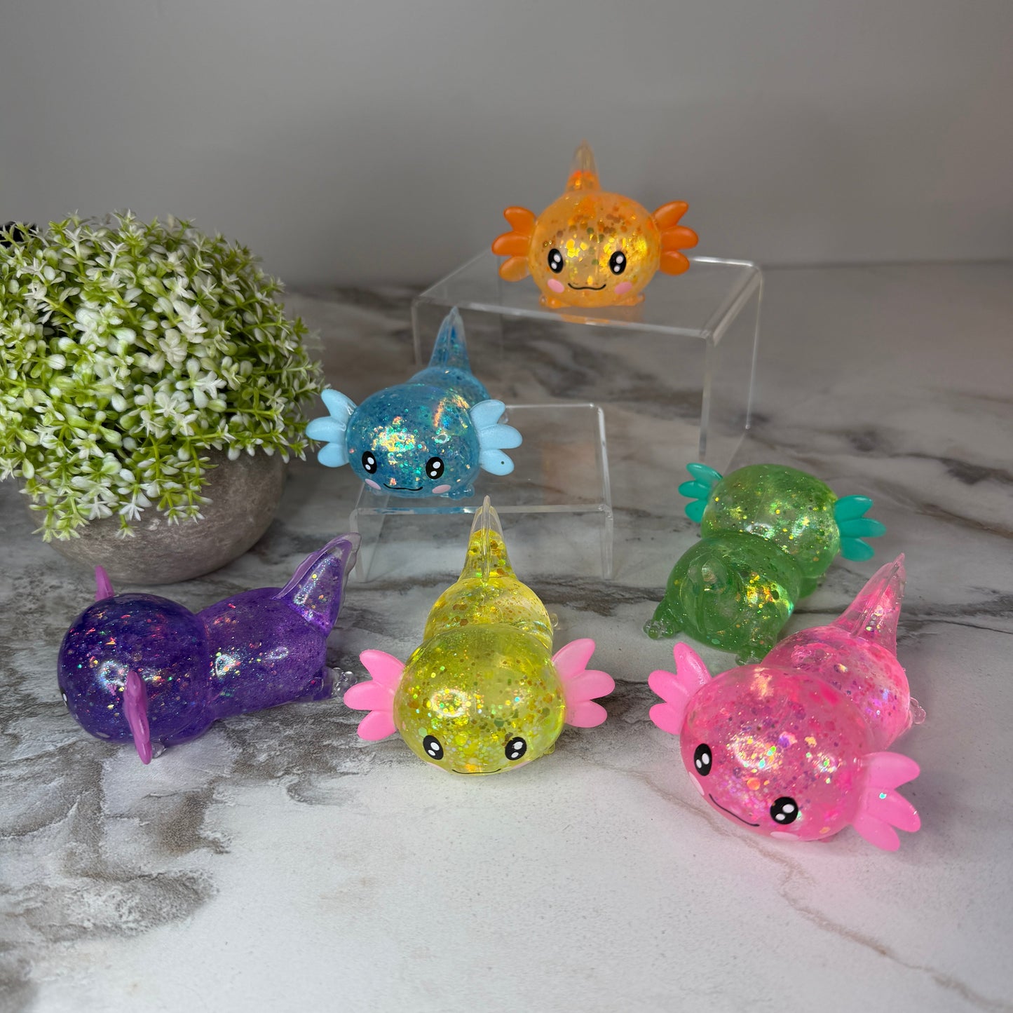 Squishy Toy - Axolotl, Glitter