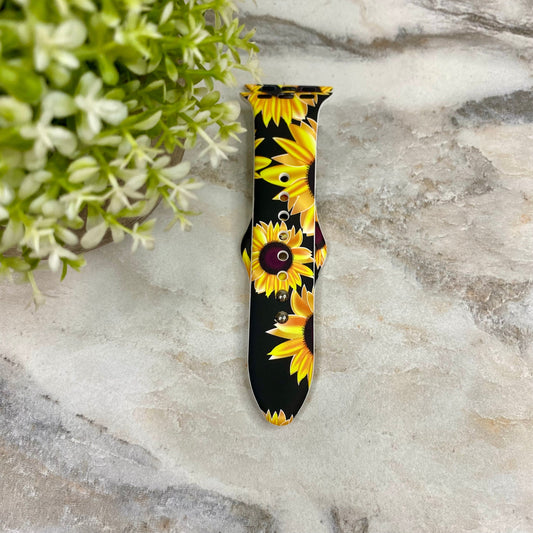 Watch Band - Silicone - Sunflower on Black