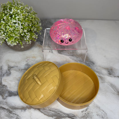 Squishy Toy - Viral Dumpling, Slow Rise Glitter - Pink