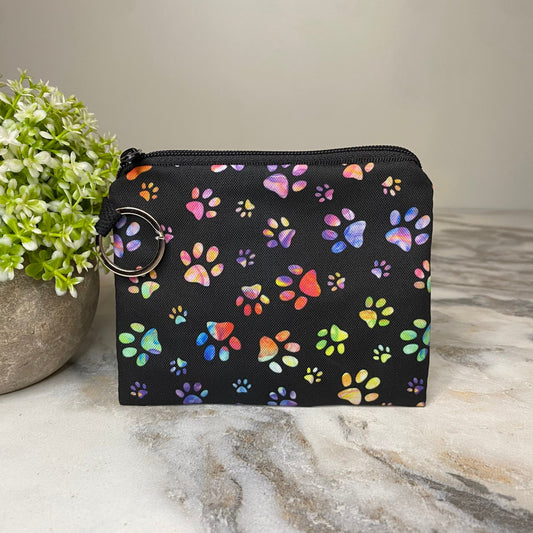 Mini Pouch - Black Rainbow Paw
