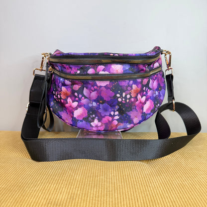 The Roni Nylon Crossbody - Purple Floral